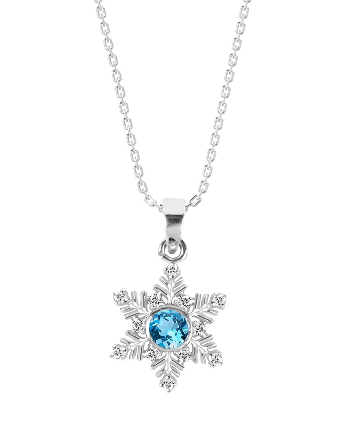 Amazon.com: Bling Jewelry Holiday Party Simulated Frozen Ice Blue Topaz  Christmas Snowflake Pendant Necklace For Women Teen .925 Sterling Silver:  Sterling Silver Snowflake Necklace: Clothing, Shoes & Jewelry
