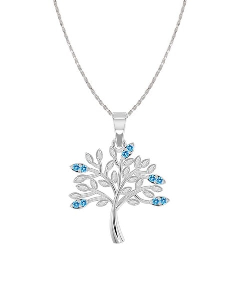 Very pretty Sterling Silver White Sapphires Studded 2024 Palm Tree Circle of Life Pendant Charm