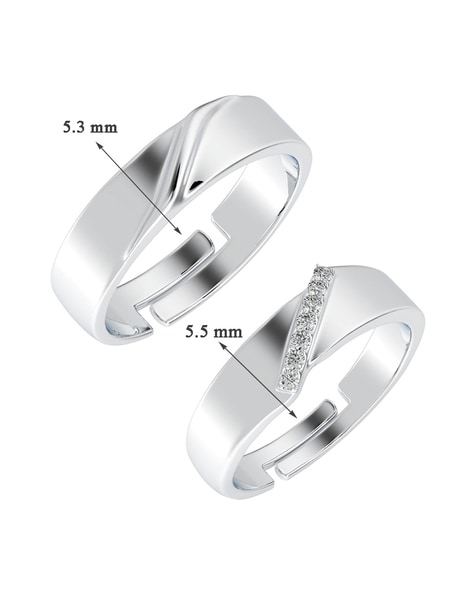 Buy King & Queen Sterling Silver Swarovski Crystal Adjustable Couple Love  Rings Online at Low Prices in India - Paytmmall.com