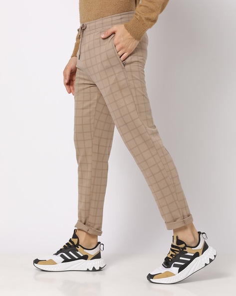 Buy Brown Slim Fit Plaid Pants by GentWithcom with Free Shipping