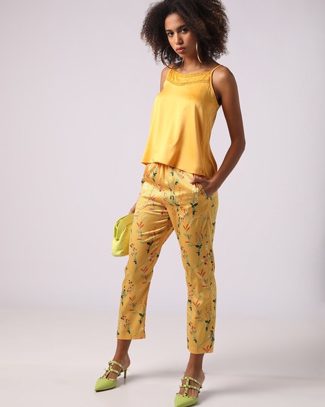 Floral Print Pants with Insert Pockets