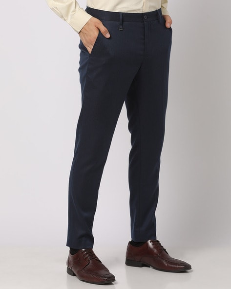 Textured Formal Trousers In Navy B95 Snap
