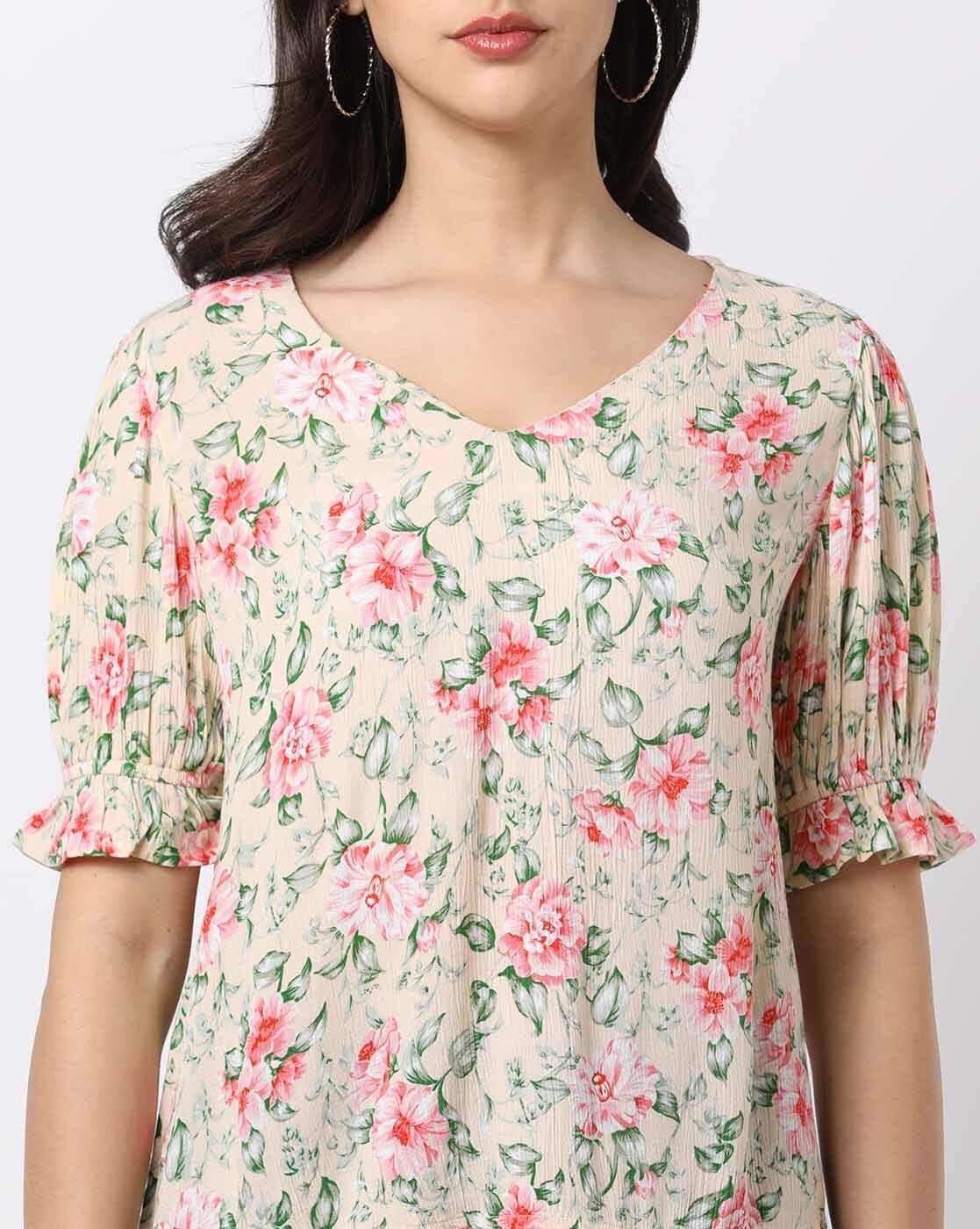 Buy All About You Beige Floral Printed Top - Tops for Women 993785
