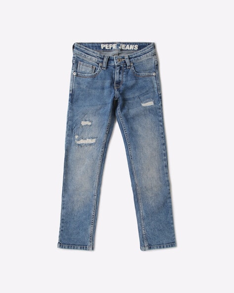 Heavy-Wash Slim Fit Jeans