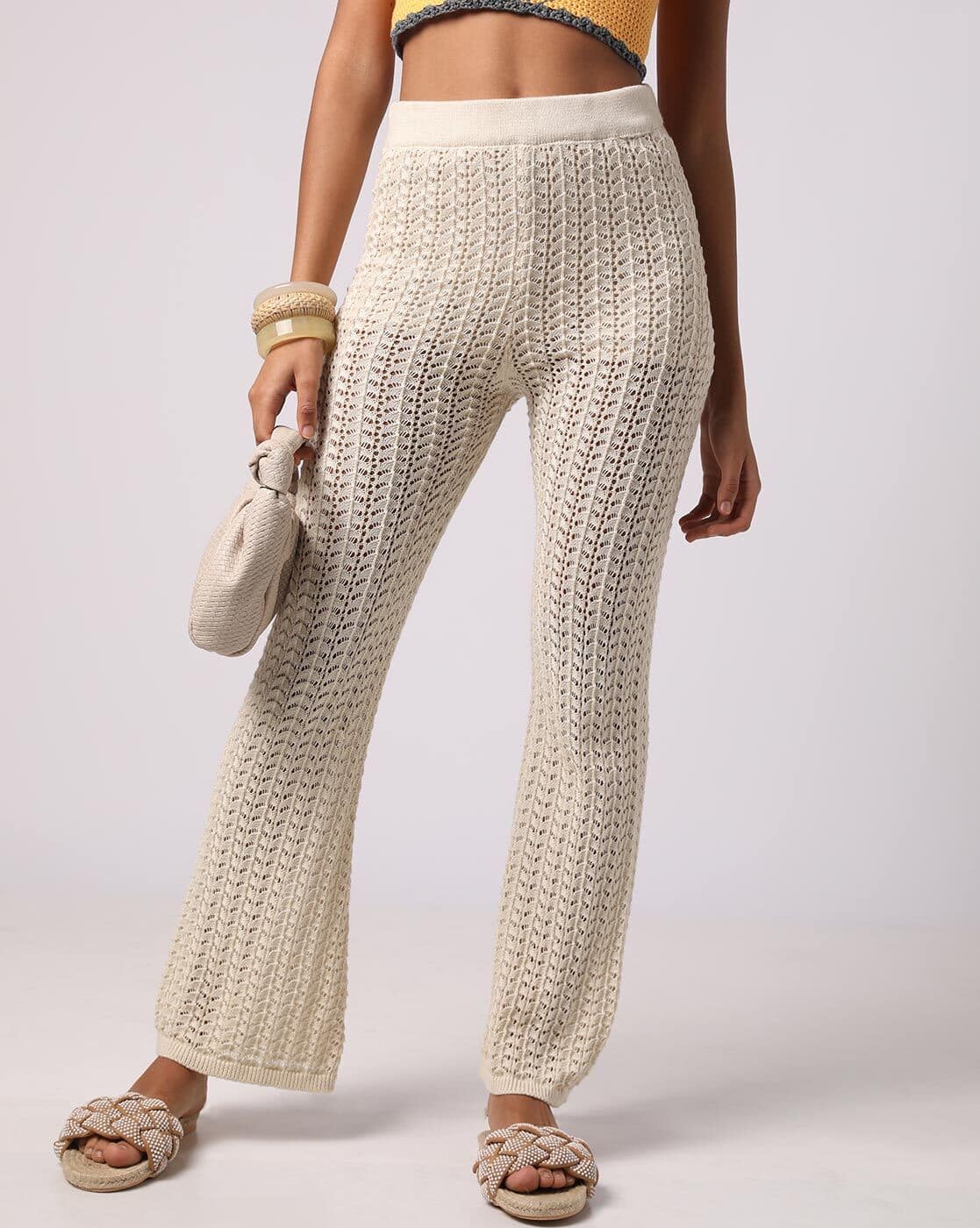 eaphi】crochet knit pants short ivory WOOL KNIT SHORT PANTS eaphi