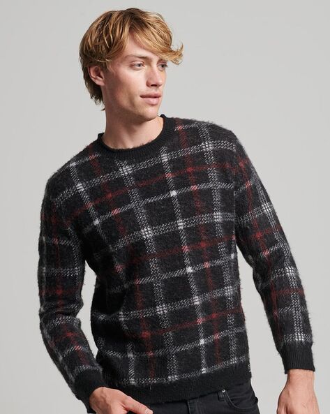 Red plaid hot sale sweater mens