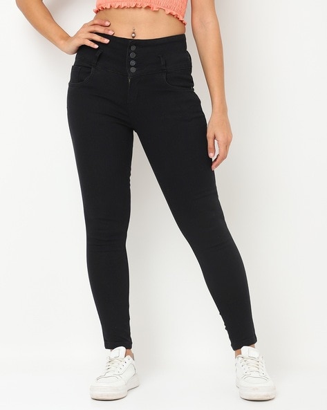 Miss Chase Women Black Skinny Fit High-Rise Clean Look Jeans