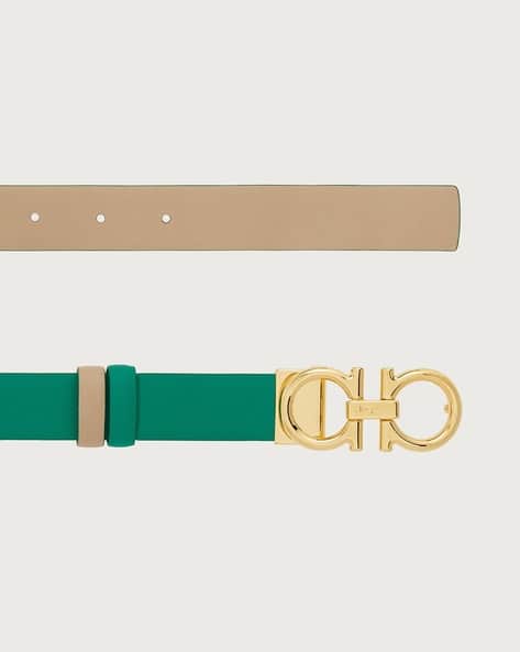 【関税&送料込】Ferragamo Belts Green Salvatore Ferragamo Mens Green Leather Belt (38) at Amazon