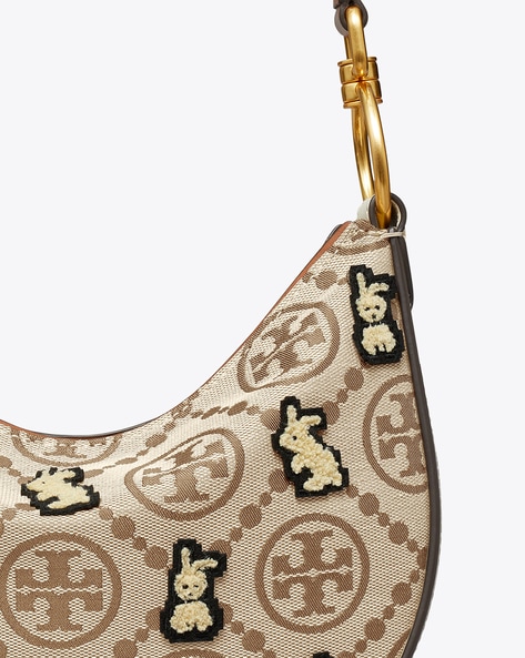 Tory Burch T Monogram Jacquard Mini Crescent Bag