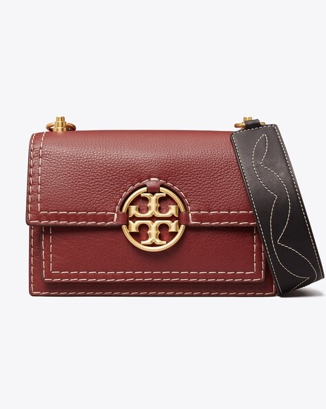 Buy Tory Burch Miller Western Small Flap Shoulder Bag with Adjustable Strap  | Autumn Red Color Women | AJIO LUXE