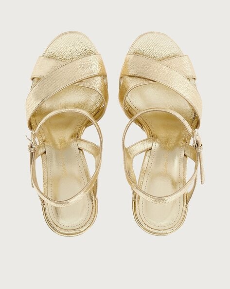 Gold strappy clearance platform sandals