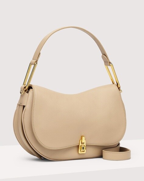 Leather Crossbody Bag Beige Leather Shoulder Bag Women's 