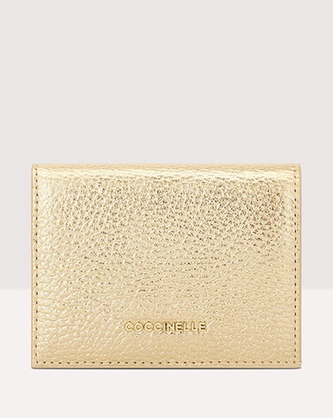 Metallic Grained Leather Soft Card Holder