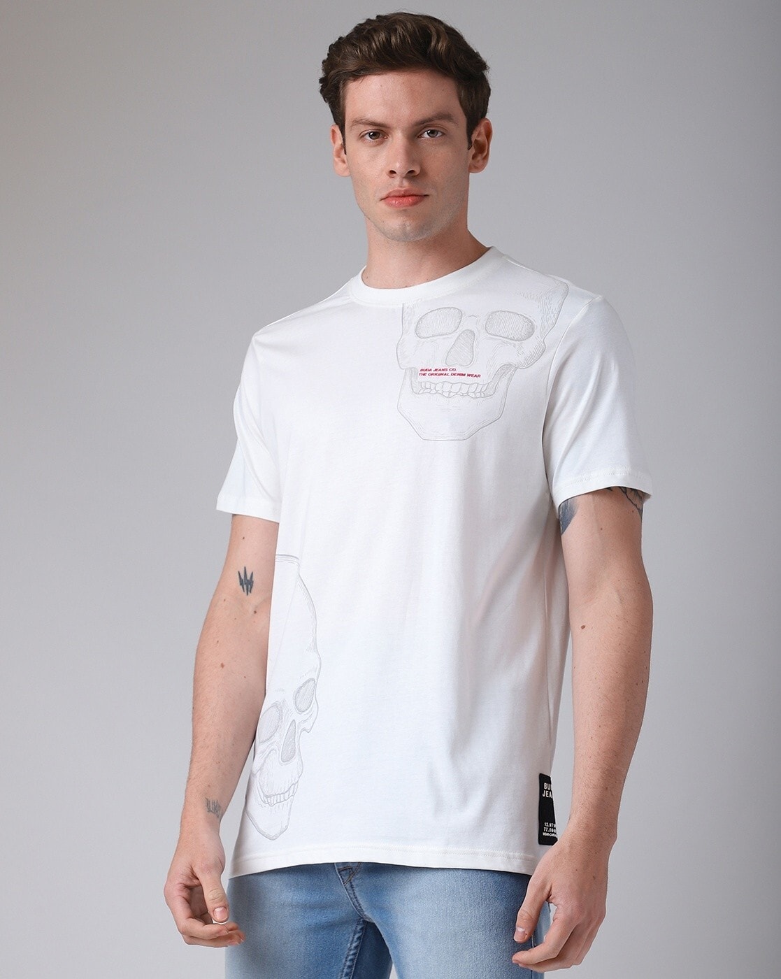 Buy Off-White Tshirts for Men by Buda Jeans Co Online | Ajio.com