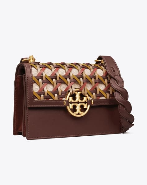 Buy Tory Burch Small Miller Basket-Weave Flap Shoulder Bag with