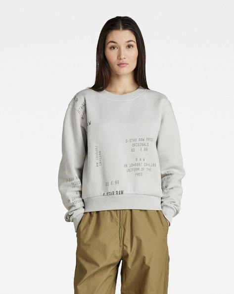 Typographic Print Crew Neck Sweatshirt