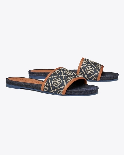 T Monogram Espadrille Slides