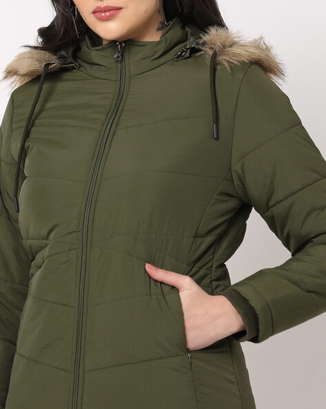 Olive green down sales jacket womens