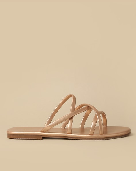 Leather Sandals Two Strap Greek Sandals in Rose Gold Leather 