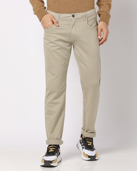 John Players Slim Fit Flat-Front Trousers