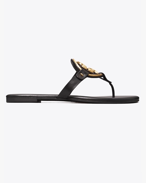 Tory burch miller 2025 metal logo sandal suede