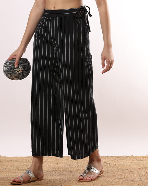 Women Striped Palazzo with Insert Pockets Price in India