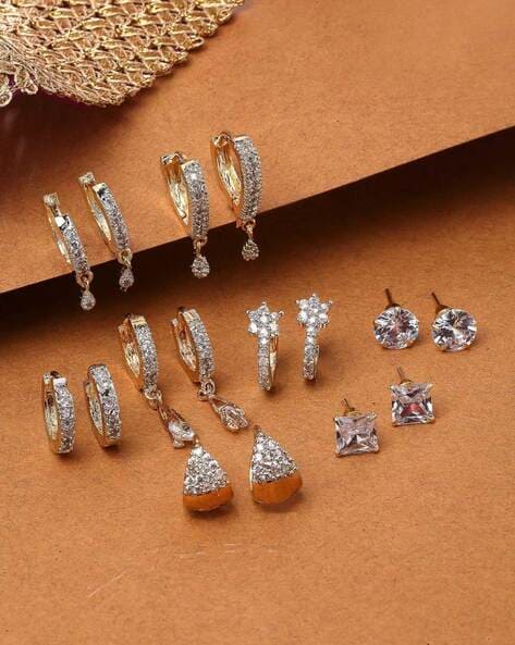 Buy Teejh Ashta Golden And White Stone Earrings Online