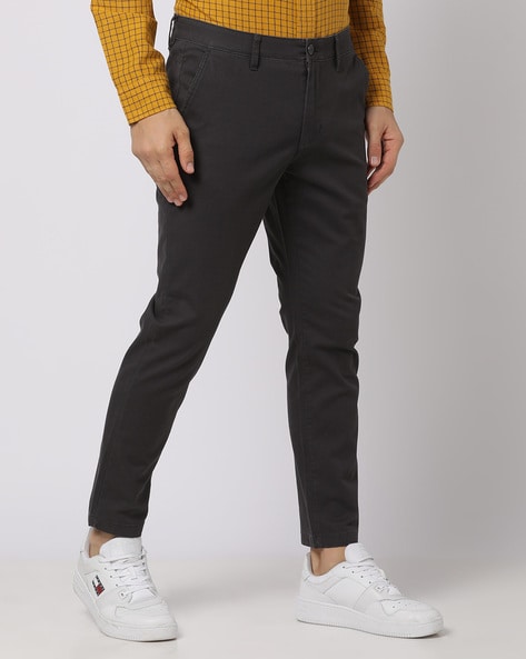 Noak slim fit cropped pants in gray grid check | ASOS
