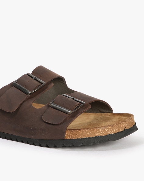 Men Double Strap Sandals with Buckle Accent