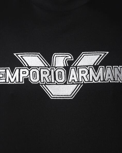 Buy EMPORIO ARMANI Logo Mania Blended Relaxed Fit T-Shirt | Black Color Men  | AJIO LUXE