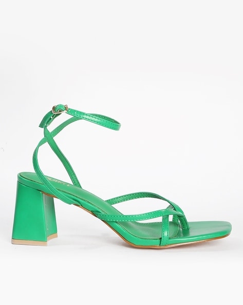 Green chunky heels new arrivals