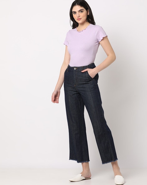 The Colette Denim Cropped Wide-Leg Jeans by Maeve | Anthropologie