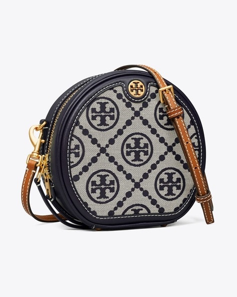 TORY BURCH: wallet in saffiano leather with metallic emblem - Blue