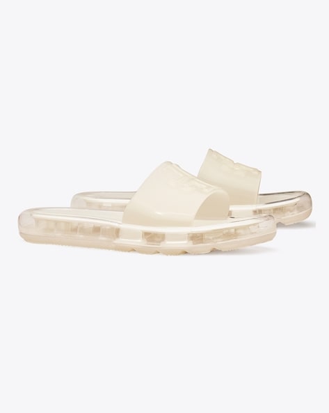 Buy Tory Burch Bubble Jelly Slides | White Color Women | AJIO LUXE