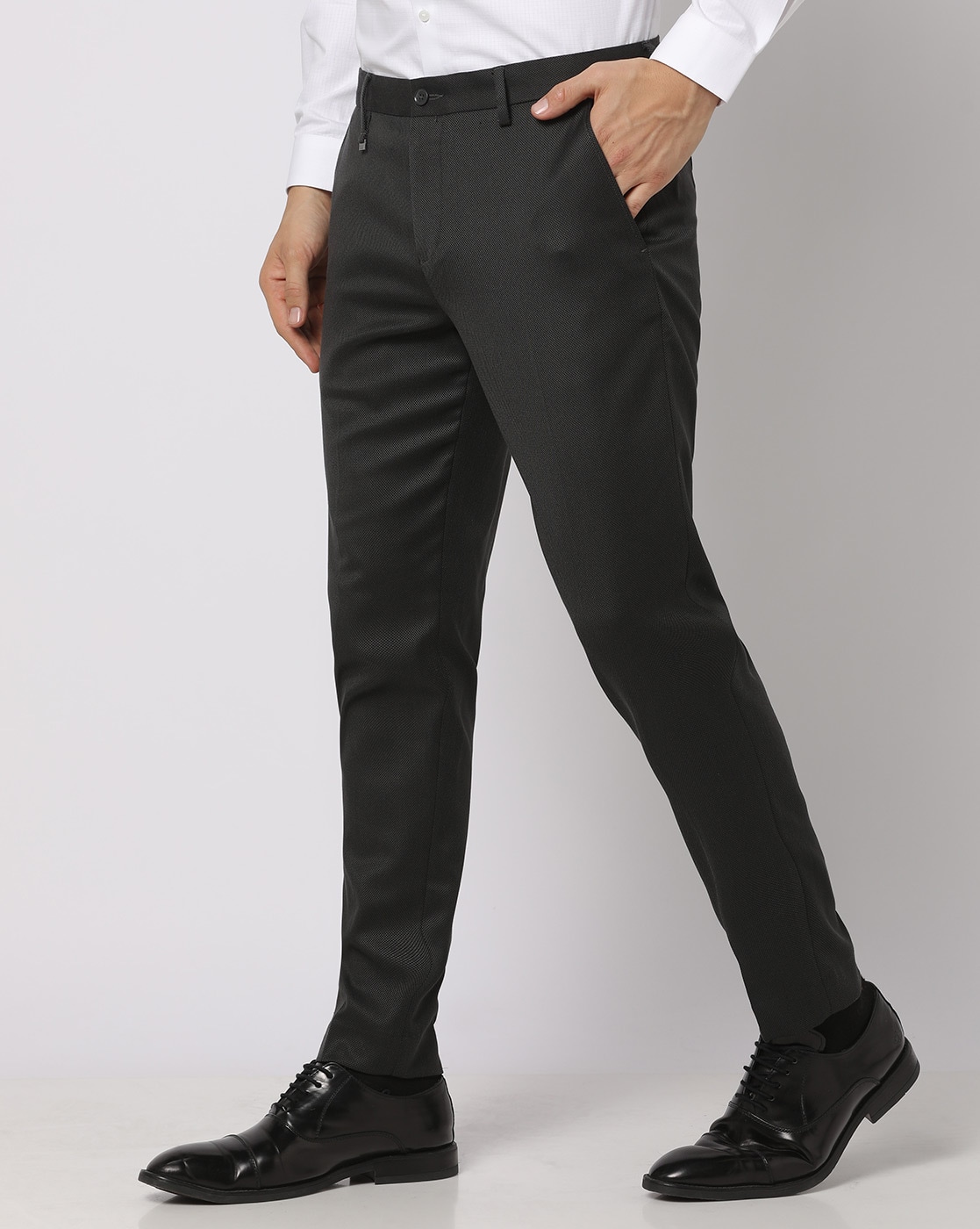 Formal 4 way Stretch Trousers in Charcoal Grey Slim Fit