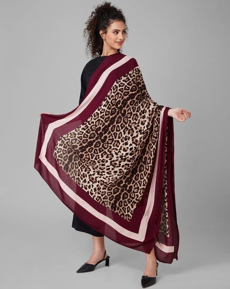 Animal Print Shawl with Contrast Border Price in India