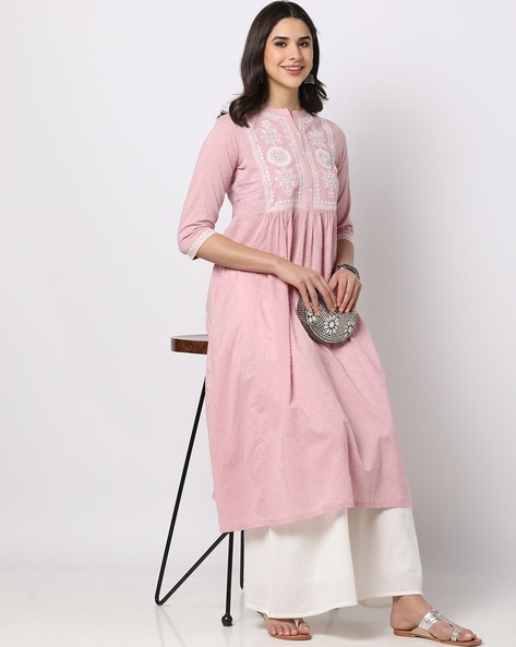 Buy KASHISH Pink Womens Straight Fit Embroidered Kurta | Shoppers Stop