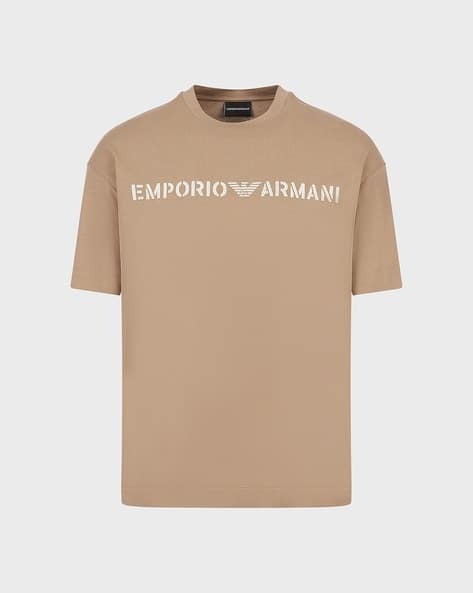 Tシャツ・カットソー Emporio Armani Brown Cotton T-Shirt Polo with contrasting logo in cotton spandex | Armani Exchange