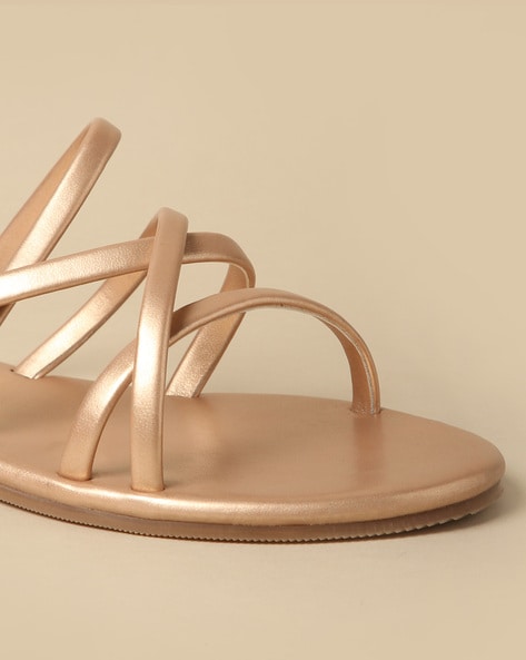 Leather Sandals Two Strap Greek Sandals in Rose Gold Leather 