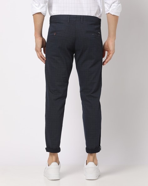 Mens navy deals cropped trousers