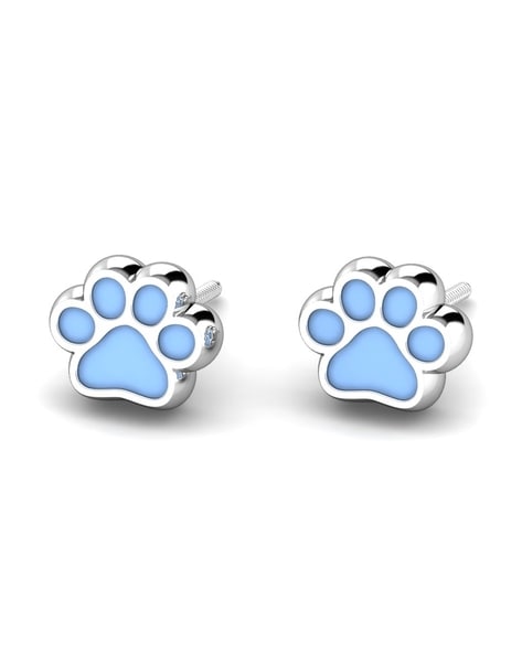 Amazon.com: Sterling Silver Paw Print Stud Earrings: Clothing, Shoes &  Jewelry