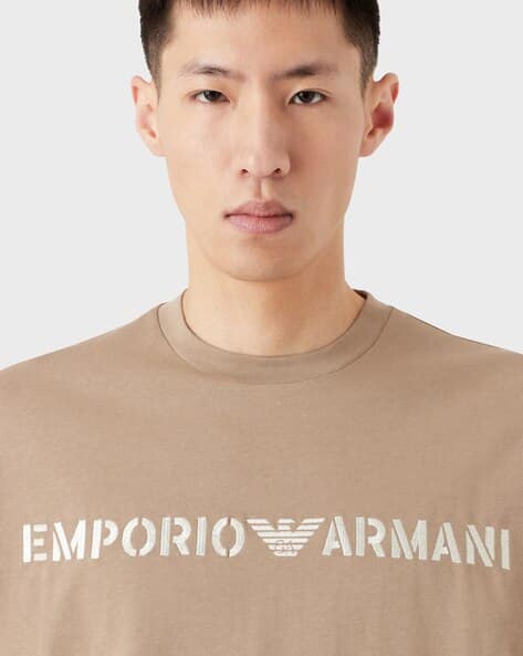【関税&送料込】Emporio Armani Brown Cotton T-Shirt undefined