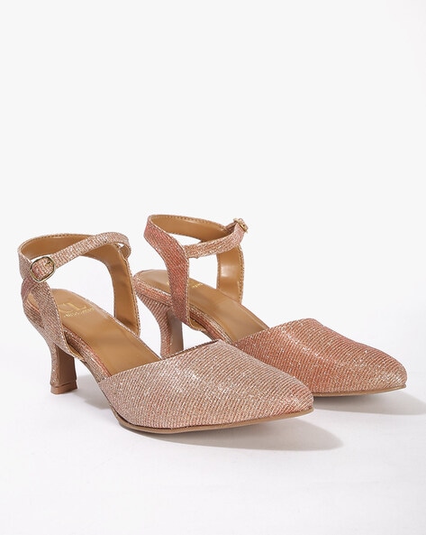 Gold Glitter 2 Part Stiletto Heel Court Shoes | New Look