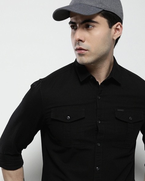 Regular Fit Shirt with Double Flap Pockets