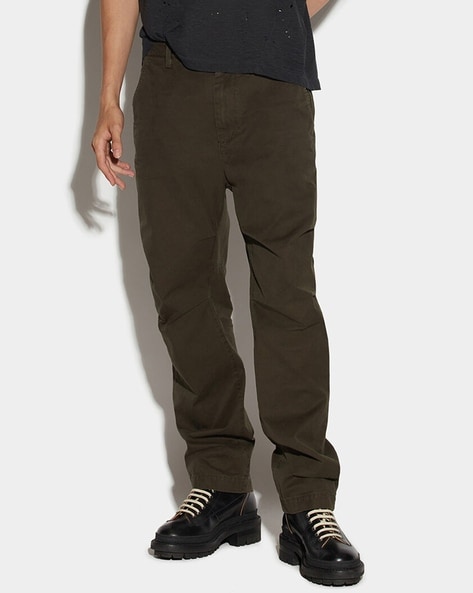 Green military dark Trousers in singlecolour cotton  Buy Online   Terranova