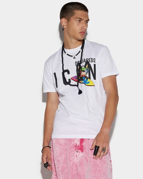 Mens Shirts White Dsquared2 T Shirt Be Icon Dsquared2 T-shirt