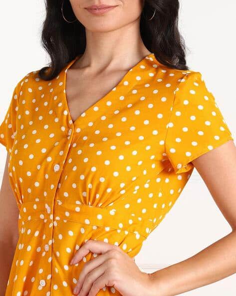 Outfits Mustard Yellow Polka Dot Top Harpa Mustard Polka Dot Top