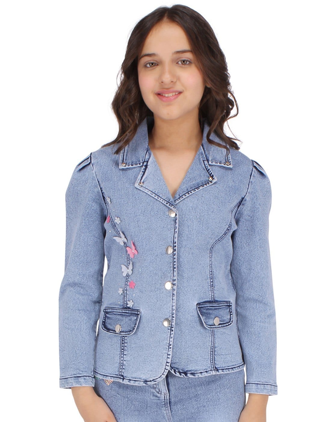 Little Girls Denim Jacket | Peplum Jacket - Mia Belle Girls