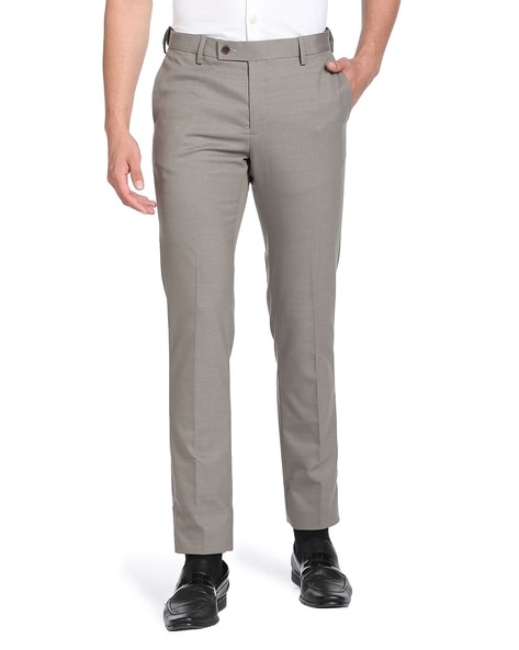 Buy Arrow Tailored Regular Fit Solid Formal Trousers - NNNOW.com