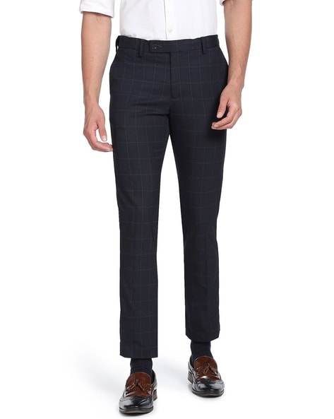 Marc Darcy Jenson Marine Navy Check Slim Trousers | MENSWEARR | Reviews on  Judge.me